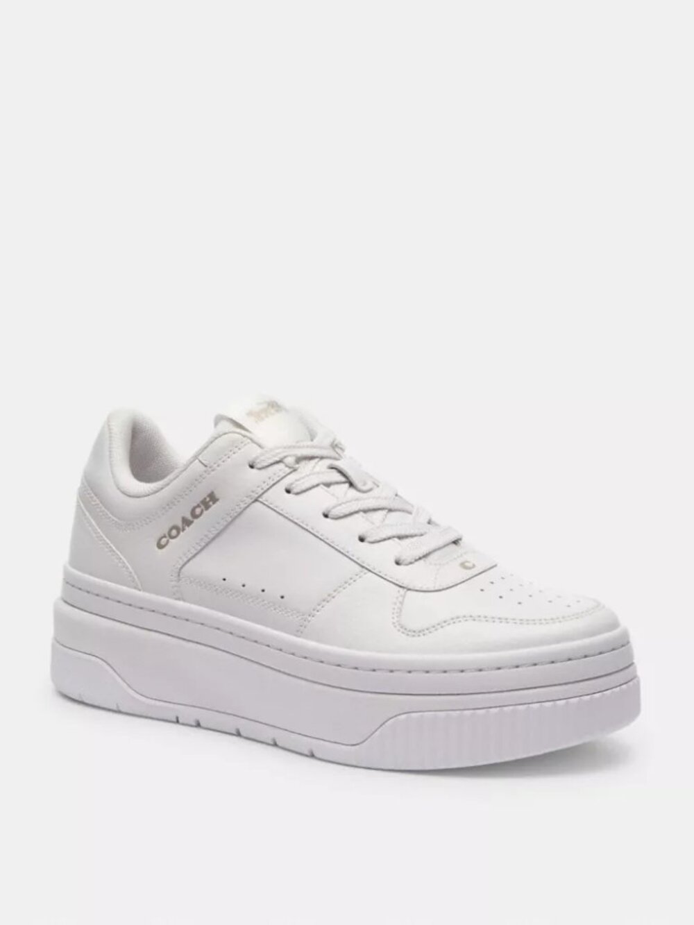 Coach Women's Platform Sneaker White Leather 9.5